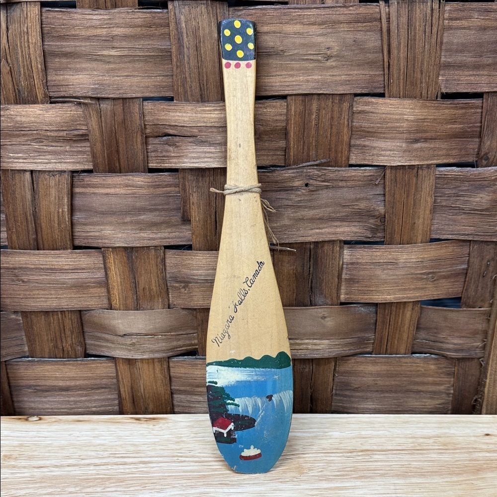 Vintage Hand-Painted Wooden Paddle Niagara Falls Decor